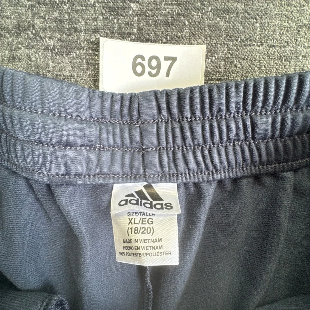 Adidas Track Pants Boys XL 18/20 Gray Camo Stripe Training Straight High Rise